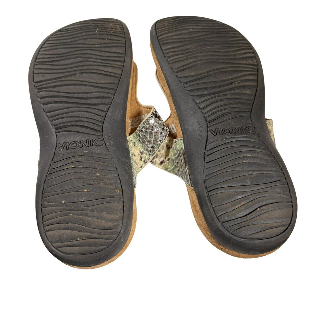 Vionic Lana Leather Faux Snake Skin Podiatrist Designed Thong Sandals Size 6 - Picture 6 of 6